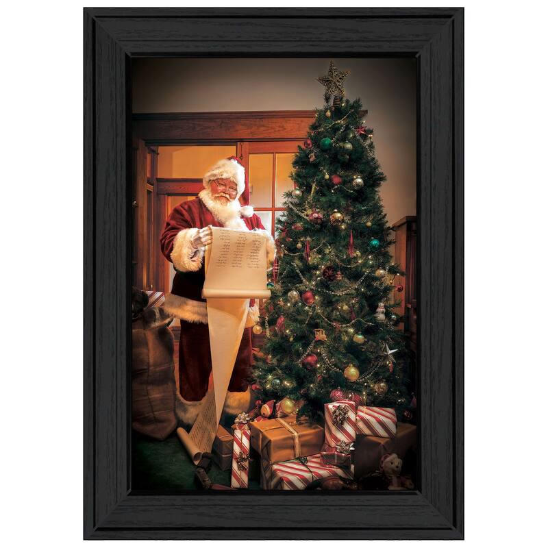 TrendyDecor4U Contemporary "Naughty Or Nice?" Framed Print Wall Art - Charcoal