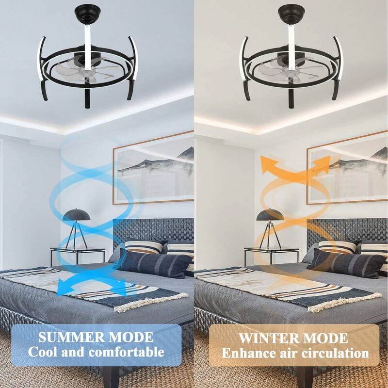 Cusp Barn 24 Inch Modern DIY Ceiling Fan with Dimmable LED Light, Silent DC Motor, 3 Color Changing Light Fixtures for Bedroom