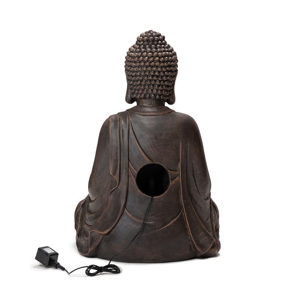 Glitzhome Polyresin Meditating Buddha Frog/Elephant Statue Outdoor Water Fountain with LED Lights