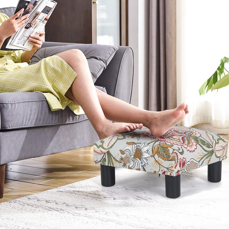 Adeco Ottoman Upholstered Fabric Footrest Pet Steps Dog Stair Stool
