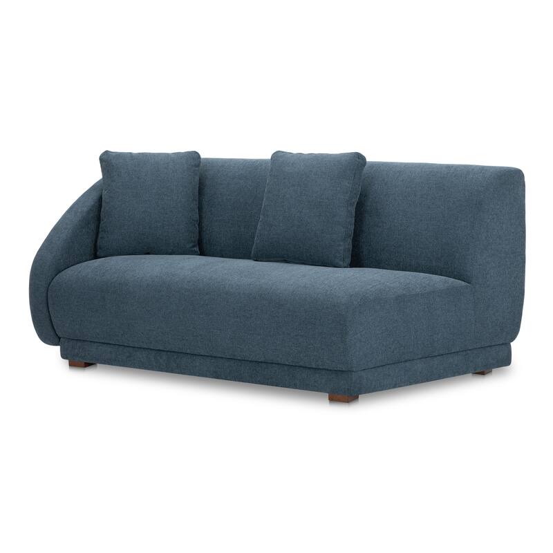 NADAAL STUDIOS Solace Left Arm Facing Modular Sofa, Deep Foam & Fiber Cushioning, Plinth Base, Two Toss Cushions, White