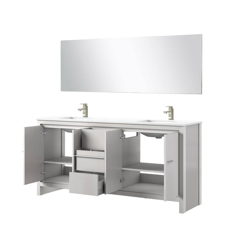 Lafarre Bath Vanity Quartz Top, Sink, Mirror & Brushed Nickel Faucet
