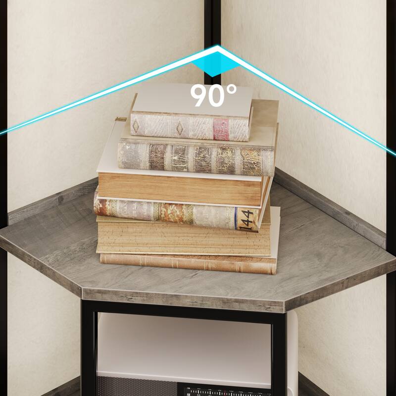 Corner Shelf Cabinet 5-Tier Corner Bookshelf Shelves Rustic Storage