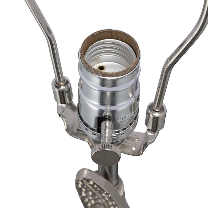 D15x29.3" White and Silver Leaf Table Lamp with Drum Shade and Marble Base