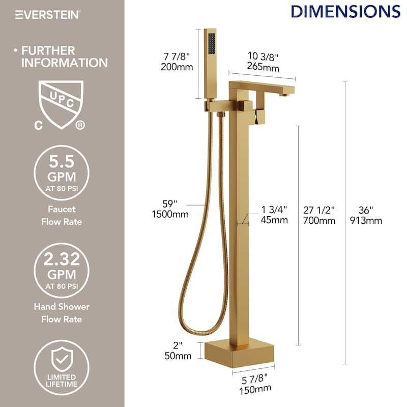 Single-Handle Claw Foot Freestanding Tub Faucet With Hand Shower