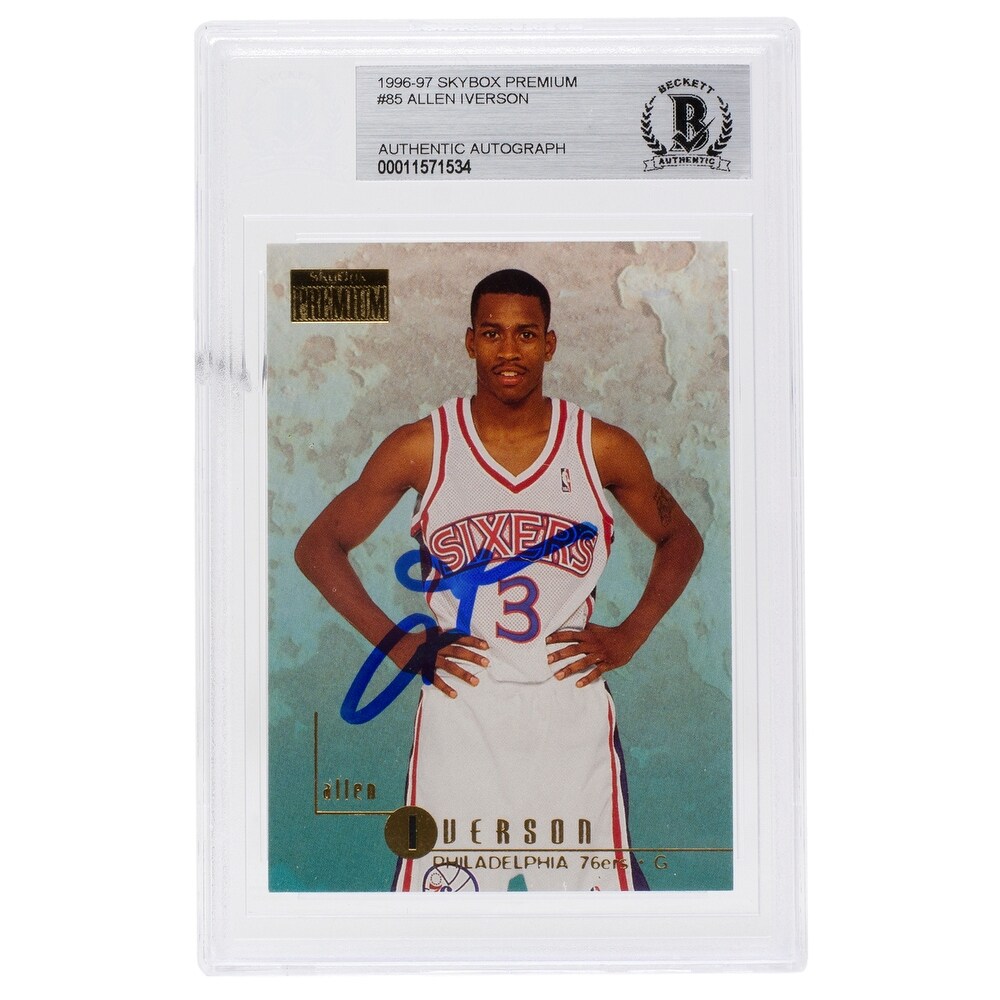 Shop Allen Iverson Signed 1996 1997 Skybox Premium 85 76ers