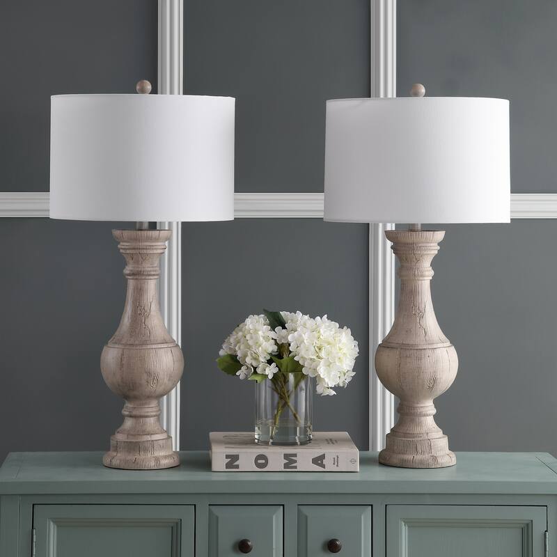 SAFAVIEH Lighting Evelien 31-inch White LED Table Lamp (Set of 2) - 16"x16"x31.3" - 16Wx16Dx31H