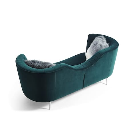 83" Green Two Person Curved Metal Legs Sofa Chaise - 33" H x 83" W x 36" D