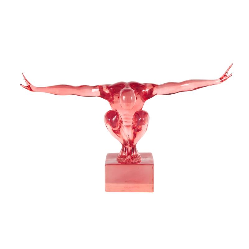 Resin Tinted Posing People Decorative Sculpture - Green Or Blue or Pink - Pink