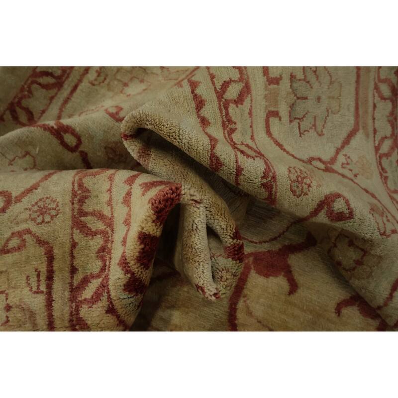 Hand Knotted Oriental 100% Wool Carpet Traditional Floral Yellow & Gold Chobi-Peshawar Area Rug - 10' 0'' X 8' 0''