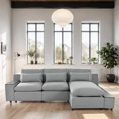 Modular Sectional Sofa with Removable Back Cushions and Storage Space