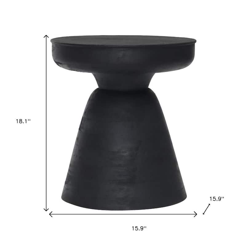 HomeRoots 18" Black Solid Wood Round End Table - 15.90 in. x 18.10 in. x 15.90 in.