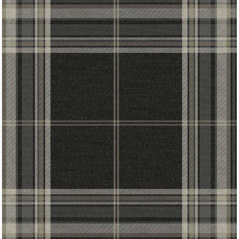A-Street Prints Westley Black Plaid Wallpaper