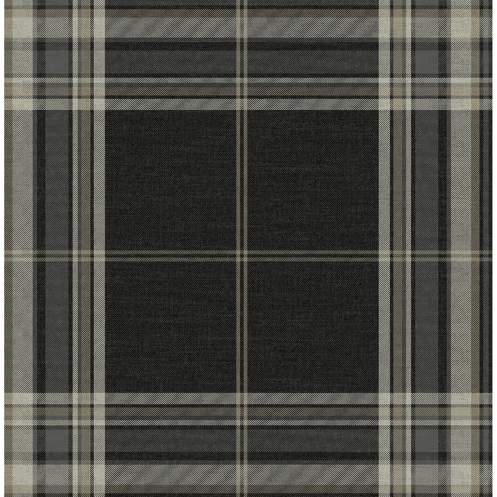 A-Street Prints Westley Black Plaid Wallpaper