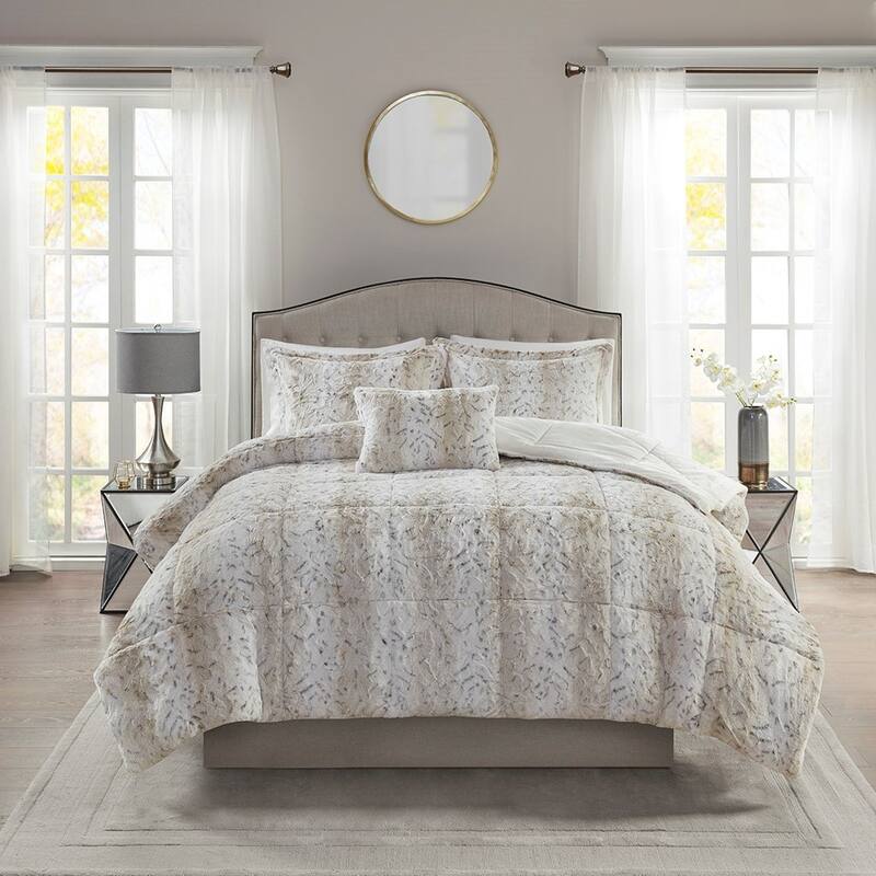 King 4PC Faux Fur Comforter Set