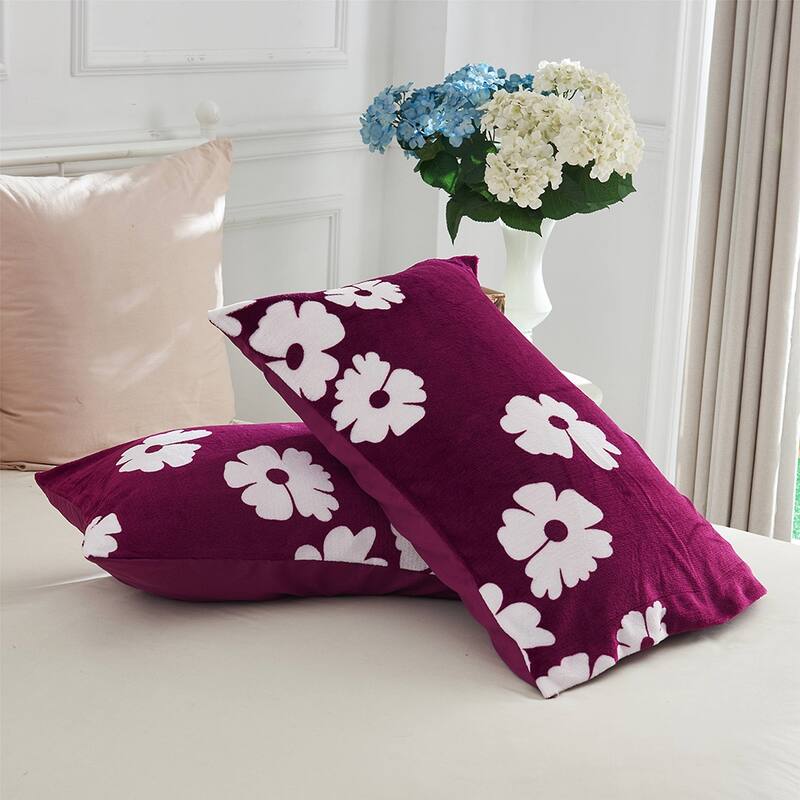 3-Piece Floral Printed Sherpa-Backing Reversible Comforter Set
