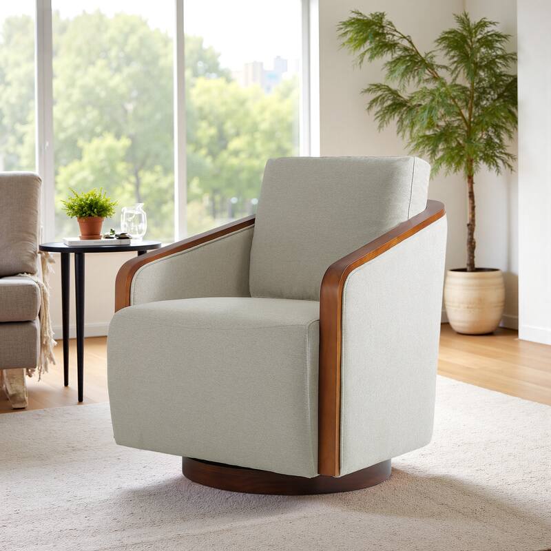 Chenille Modern 360°Swivel Barrel Chair Round Base