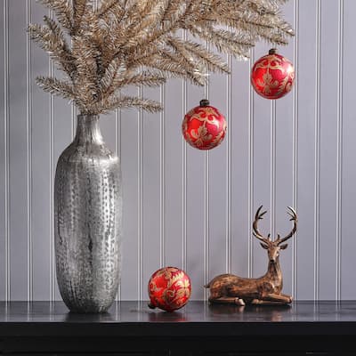 4" Glass Highlands Ball Ornament Set of 3