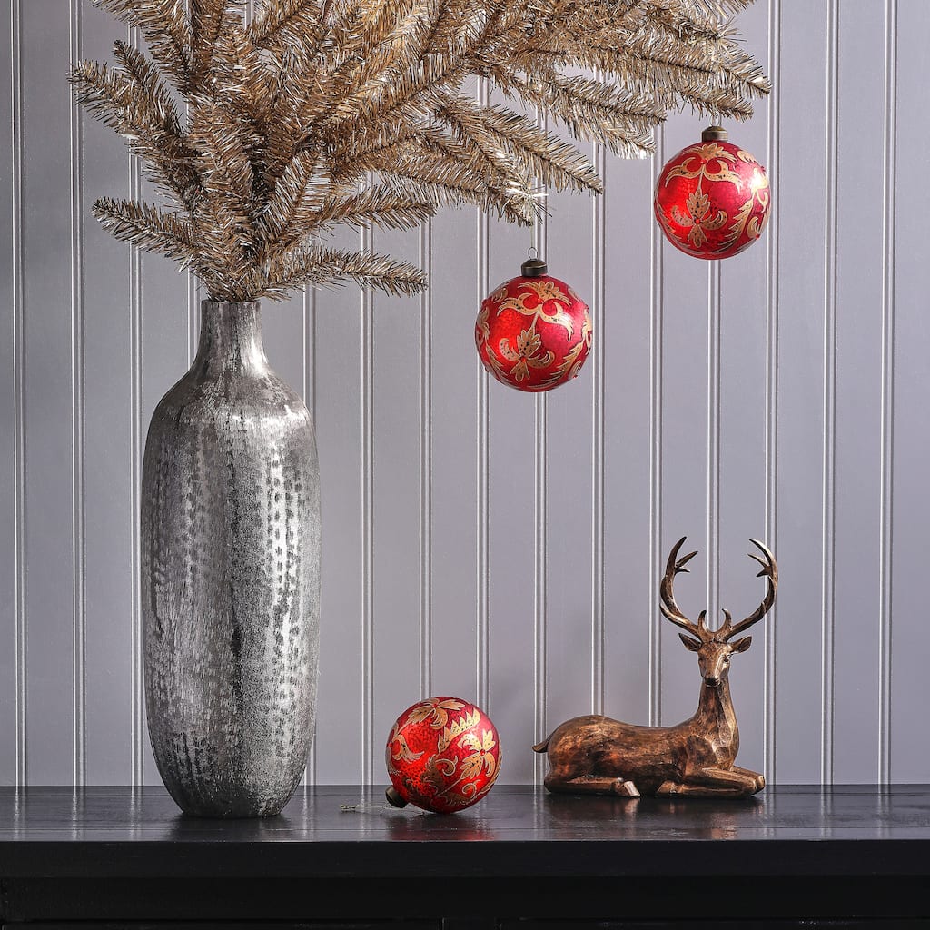 4" Glass Highlands Ball Ornament Set of 3