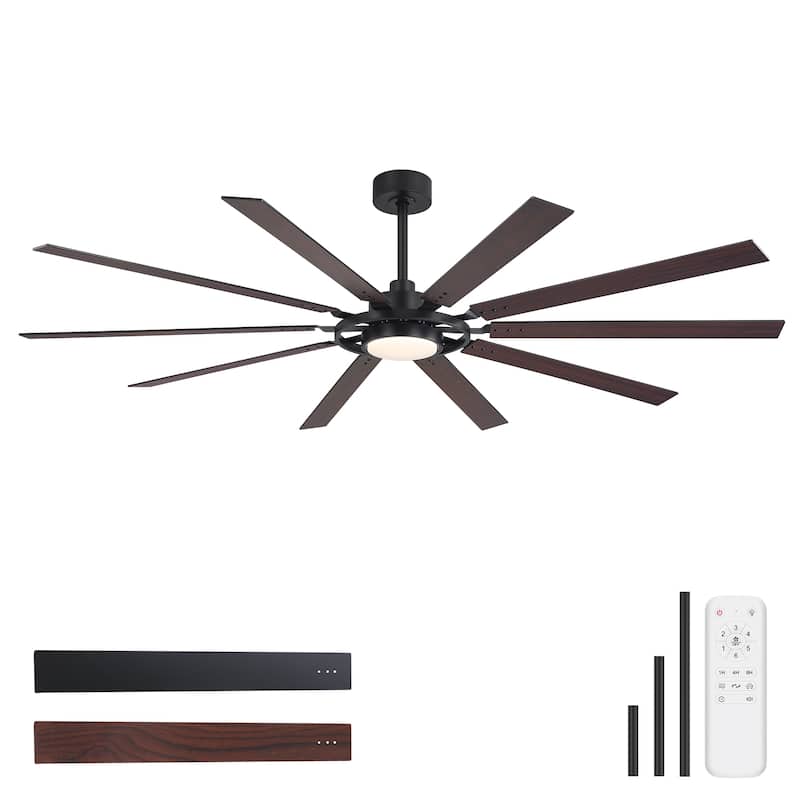 80/72/52/42-IN LED Ceiling Fan with Light Kit and Remote(5/10/12-Blade)