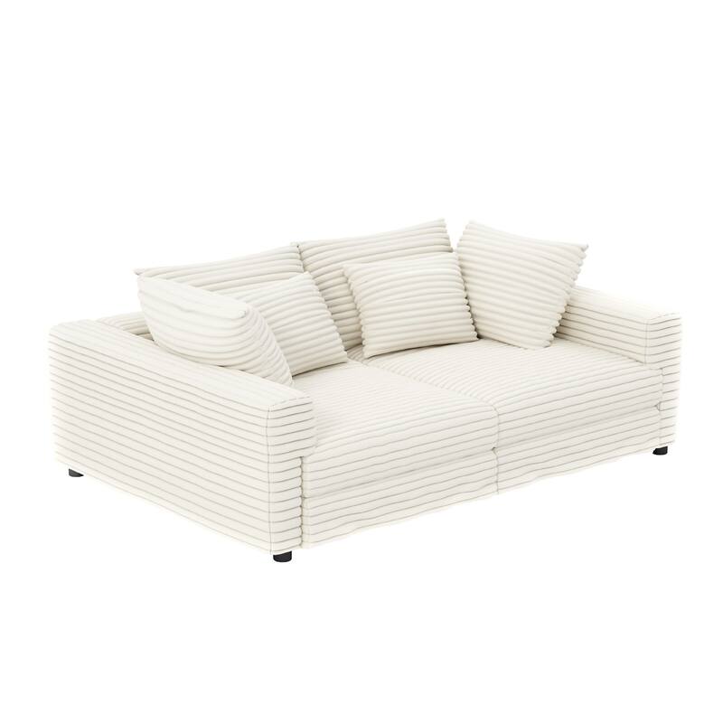 GDFStudio - Plush Corduroy 4-Seater 102.4" Deep Seat Sofa Cloud Couch
