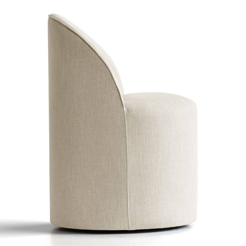 Upholstered Barrel Linen Dining Chair with Casters(Set of 4)