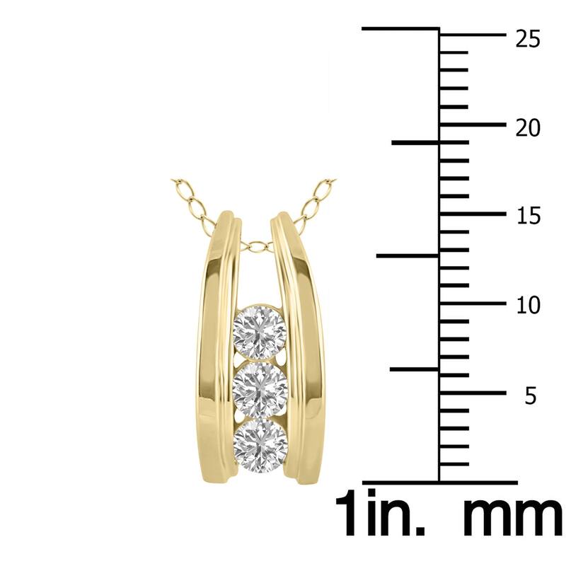 Marquee 1/2 CTW Three Stone Lab Grown Diamond Ladder Pendant in 10K Yellow Gold
