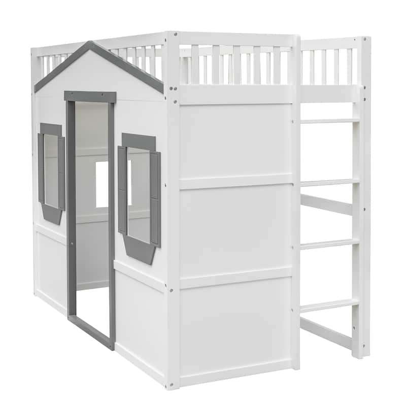 Castle Style Twin Solid Pine Loft Bed