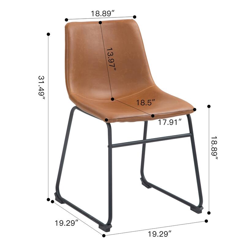 Set of 2 Adan Iron Frame Vintage Cappuccino Faux Leather Dining Chair