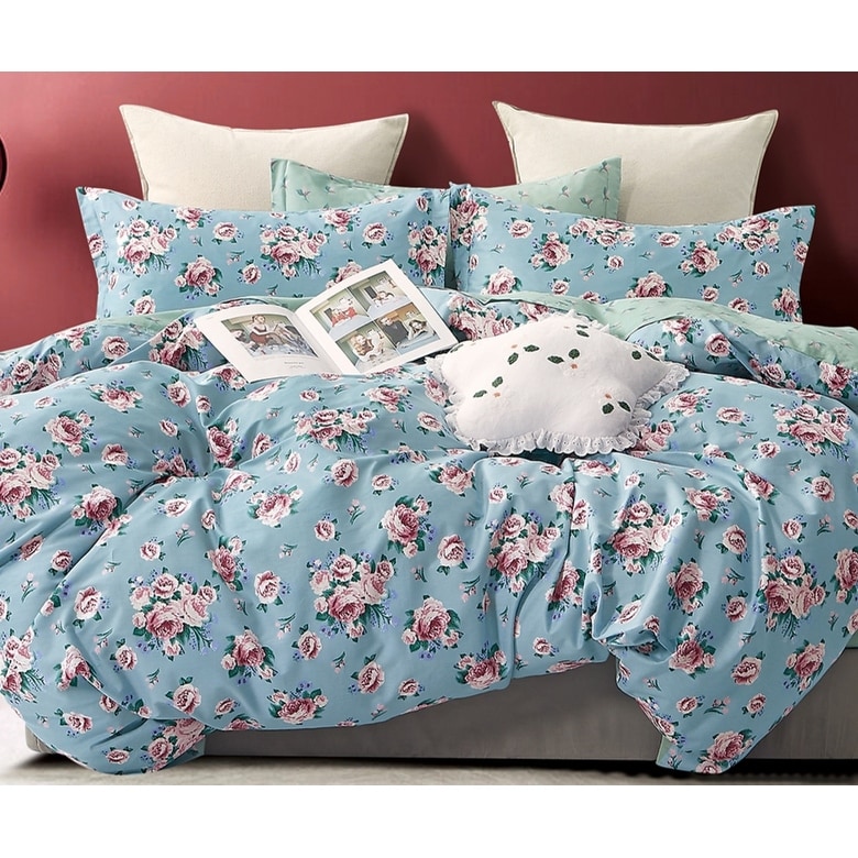 Floral Black Premium Down Alternative Soft Comforter Set K-Q Bed Pillow Shams US 