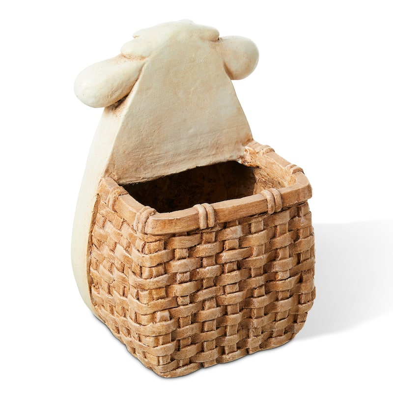 Glitzhome 13"H MGO Cute Sheep Cow Shape Statue Planter Pot Gift