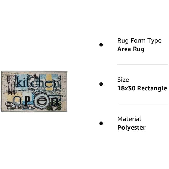 Kashi Home Kitchen Rug, Printed Durable Non Slip Floor Mat, Pretty Farmhouse Design