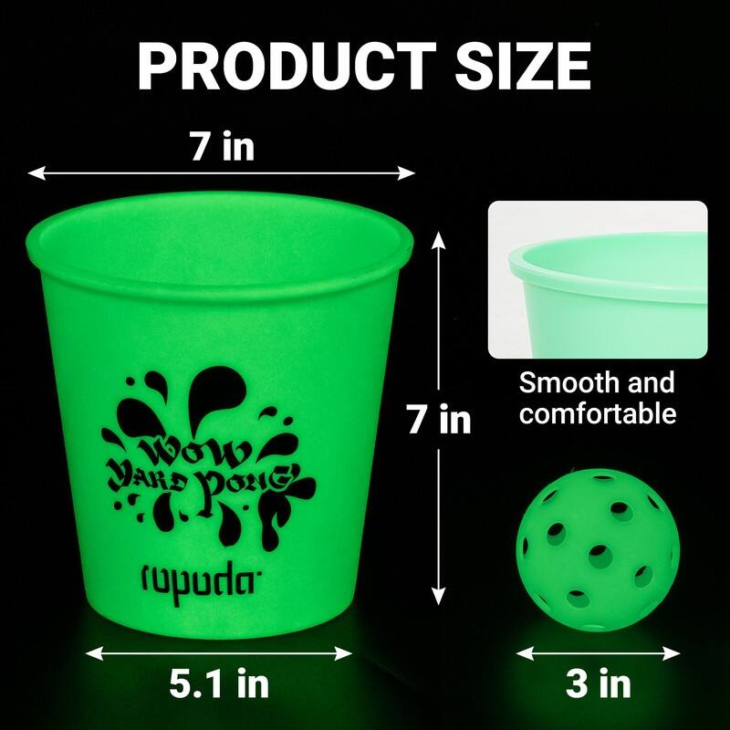 ROPODA Giant Yard Pong,Yard Games with Durable Buckets and Balls, Glow in The Dark - Large
