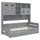 preview thumbnail 4 of 11, Twin Wooden Daybed With Size Trundle and All-in-One Cabinet, Grey