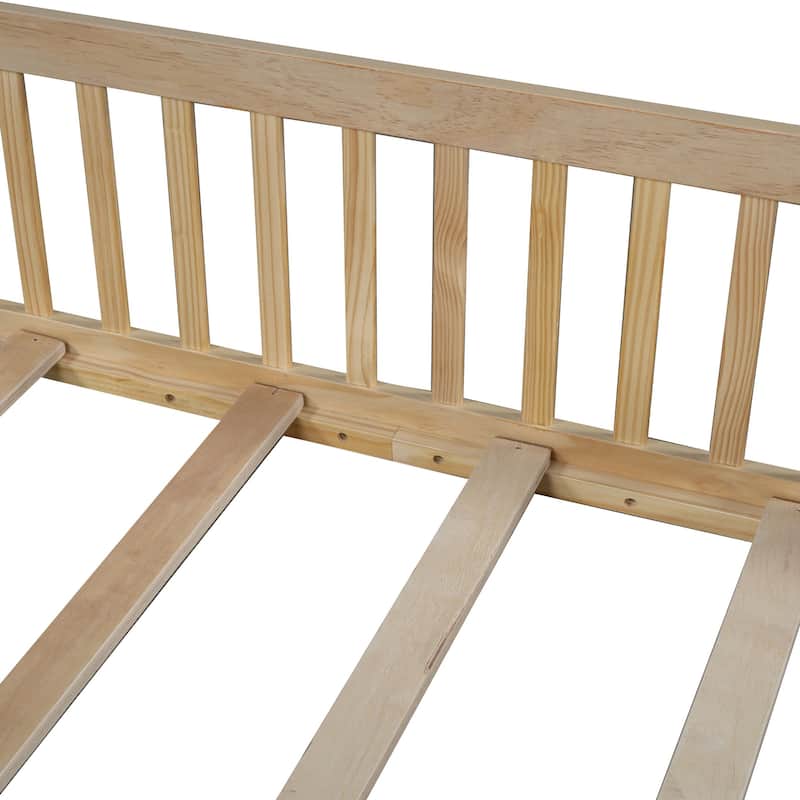 Wooden house platform bed with guard rails