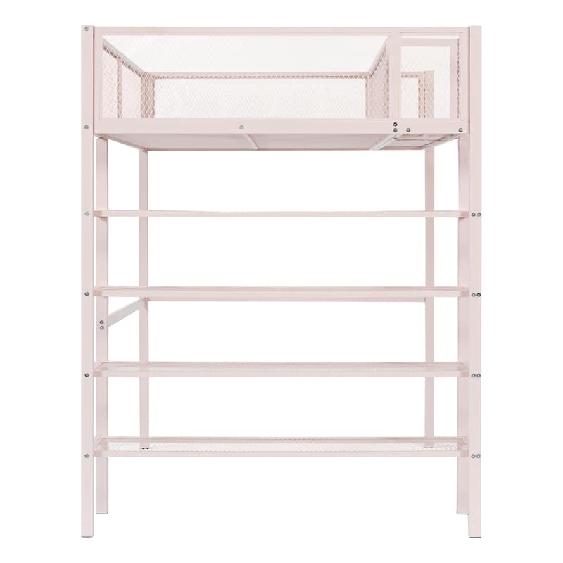 Twin Loft Bed with Four Shelves