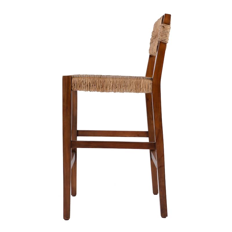 Valencia 25 in. Seat Height Woven Counter Stool with Back