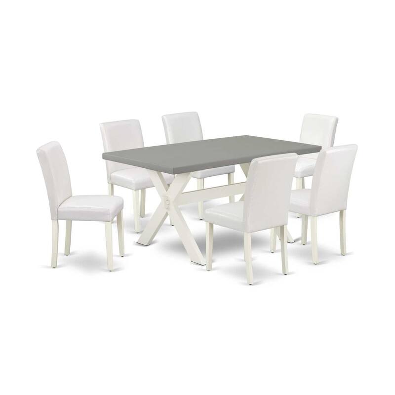 HomeStock 7-Pc Rectangle Natural Oak Finish Solid Wood Top Dining Table with 6-Chairs
