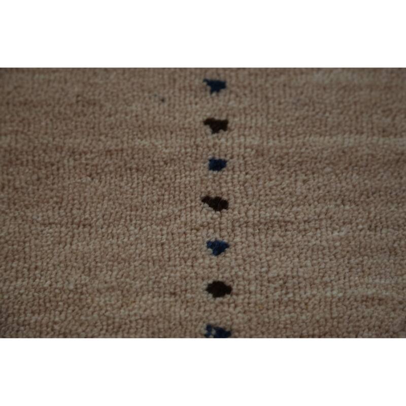 Hand Knotted Oriental 100% Wool Carpet Tribal Animal Pictorial Peach Gabbeh Runner Rug - 4' 8'' X 2' 3''