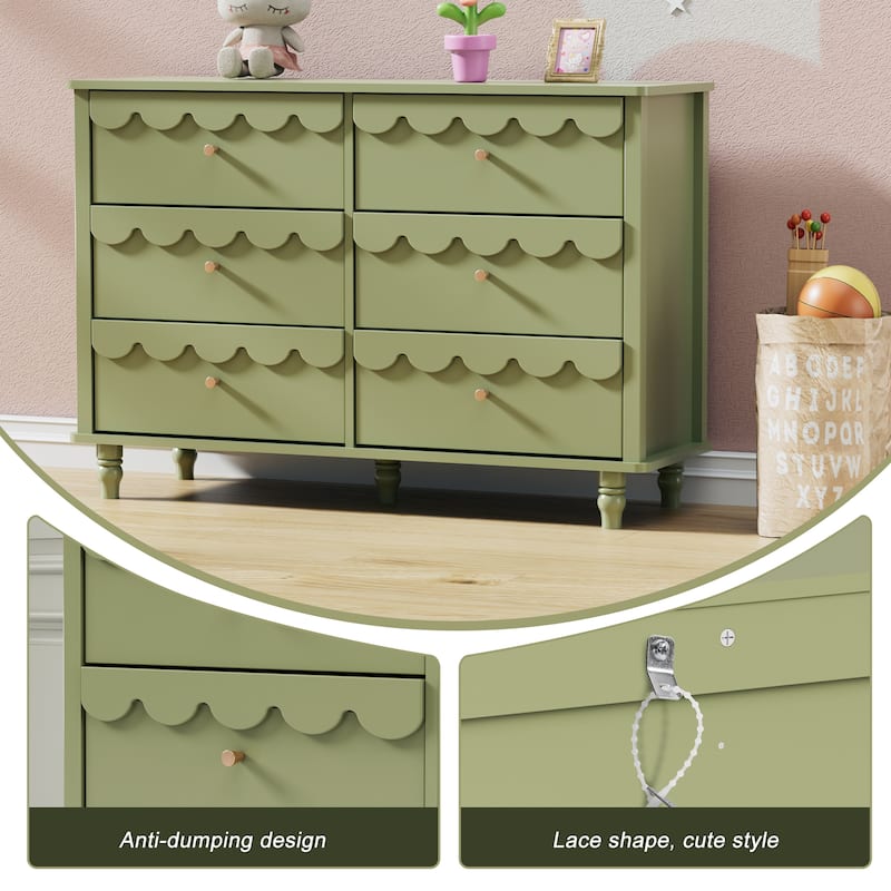 Whimsical Cloud Dresser with 6 Drawers Cute Kids Bedroom Storage