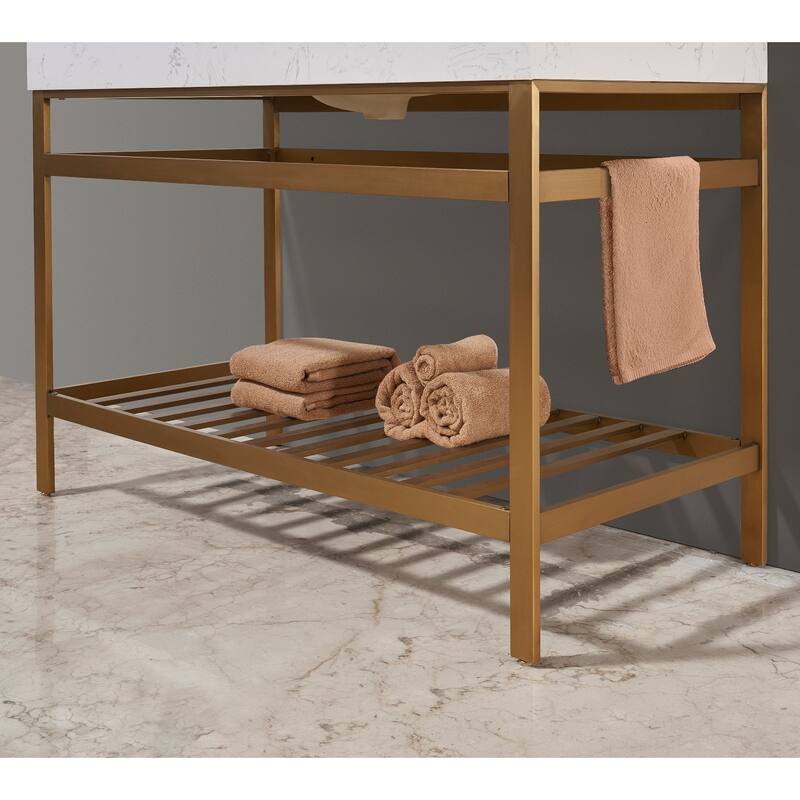 Altair Merano Stainless Steel Vanity Console with Stone Countertop and Mirror