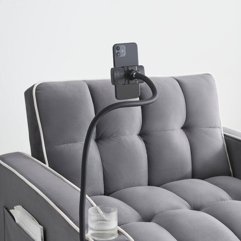 Modern 70.86" 3 in 1 Single Convertible Sofa Bed with Adjustable Back and USB Charging Port for Living Room