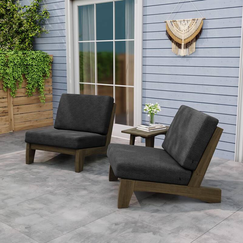Outdoor Sectional Furniture Teak Conversation Set with Side Table