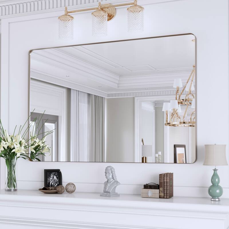 QuivaraView Rectangular Aluminum Framed Bathroom Vanity Mirror - 48" x 32" - Brushed Nickel