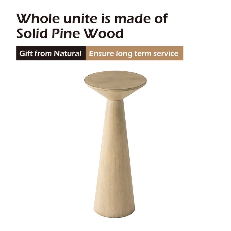 COZAYH Farmhouse Pedestal End Table, Round Martini Table Wood Plant Stand Rustic Small Drink Table for Living Room, Bedroom