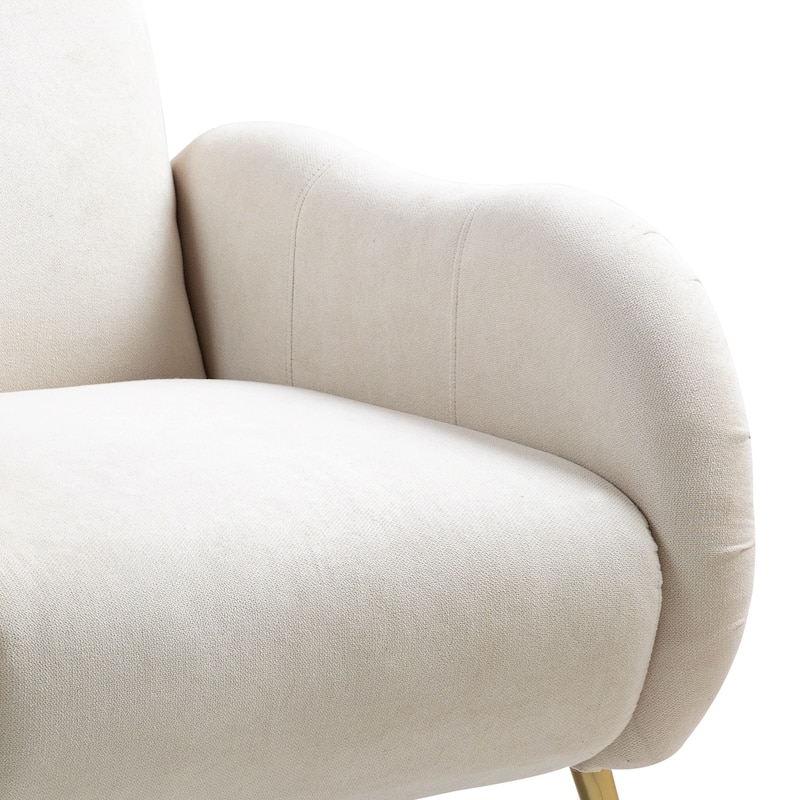 Accent Chair With Metal Gold Legs, Snowflake fabric Armchair,Single Sofa Chair for Living Room Bedroom, Dining Room