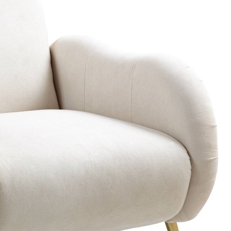 Fabric Armchair, Comfy Upholstered Single Sofa Chair with Metal Gold Legs, Modern Reading Chair for Living Room, Bedroom