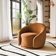 preview thumbnail 34 of 70, 35" Wide Velvet/ Boucle Swivel Barrel Accent Chair Orange-Velvet