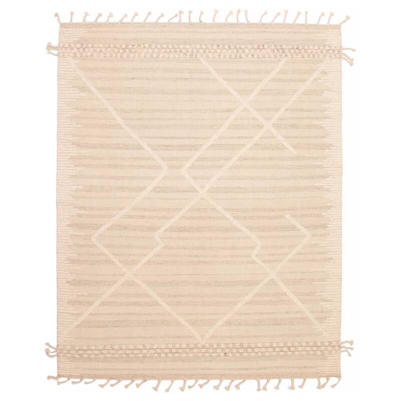 ECARPETGALLERY Hand-knotted Tangier Cream Wool Rug - 7'11 x 10'0 - Cream - 7'11 x 10'0