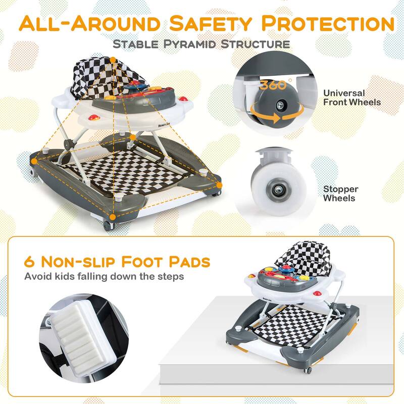 Honeyjoy 6 in 1 Baby Walker Adjustable Toddler Walker & Activity - See Details